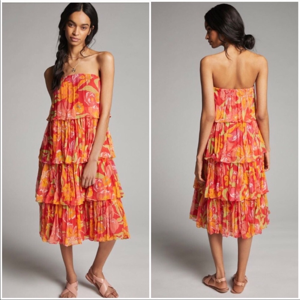 ANTHROPOLOGIE RAVENNA TIERED MIDI DRESS - Picture 5 of 5